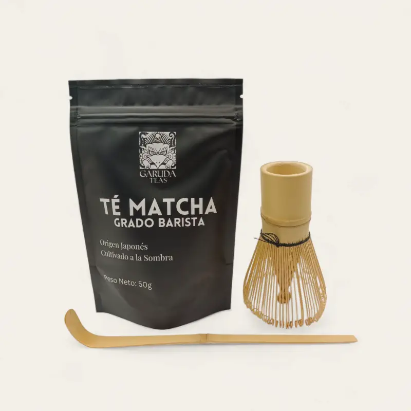 Chasen con chashaku y Matcha Japonés grado barista - Imagen 3